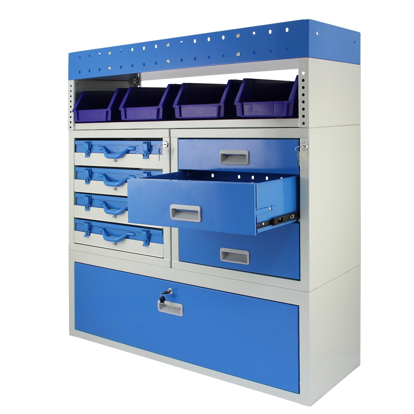 Scaffale universale per furgone lavoro professionale officina garage scaffalature metalliche blu Van Racking stoccaggio stoccaggio organizzatore attrezzi Furgone Capacità peso 60kg Monster Racking