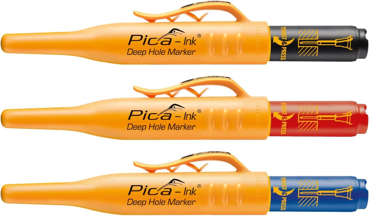 Pica Ink Set, Permanent Marker pens, 3 pens, Black, Blue, Red (Pack of 3)