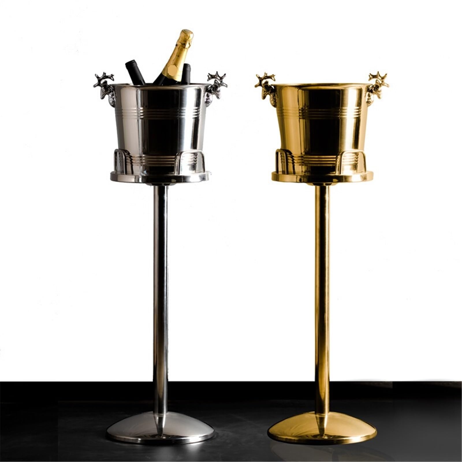 Cubo de Hielo Cubo de champán for el hogar, Gran Enfriador Vino, Cubo Hielo Piso, Barra Acero Inoxidable, KTV Cubo de Hielo frío para Barra(Gold)