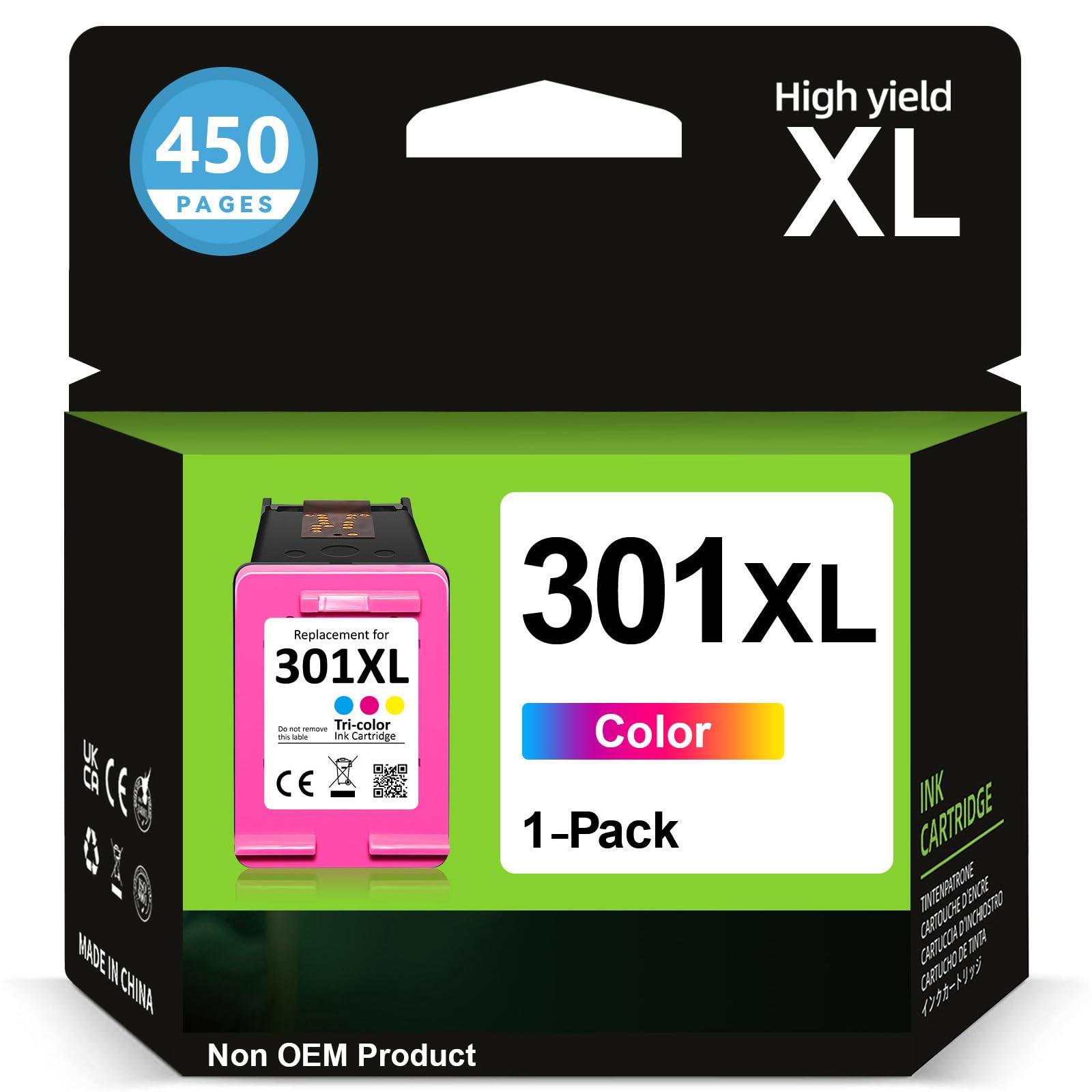 Cartucce Inkyeah 301 Colore XL, Cartuccia 301 Colore Sostituzione per Cartucce HP 301 Colore, Inchiostro Stampante 301 XL Compatibili con DeskJet 3050 1050 J410 Envy 4500 4504 OfficeJet 2620 4630 4632