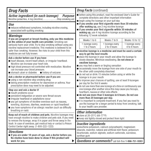 Image of Amazon Basic Care Mini Nicotine Polacrilex Lozenge, 4 mg, Mint Flavor, Stop Smoking Aid, Smoking Cessation, Reduces Nicotine Cravings, 27 Count (Packaging may vary)