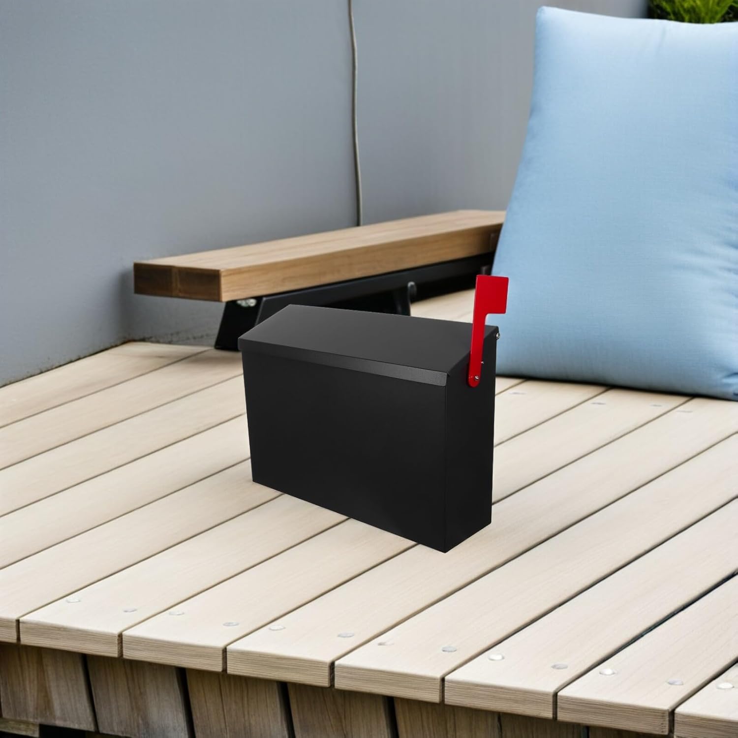 PRETYZOOM Outdoor Wall-Mount Stainless Steel Mailbox, Large Capacity Metal Letter Box for House and Office, Black Outdoor Post Box Suitable for Residential Use