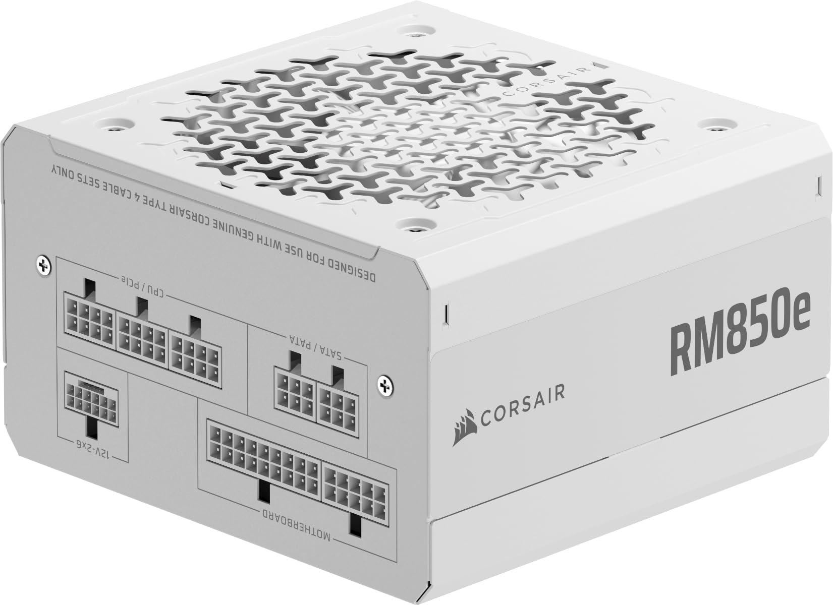 RM850e (2025) Fully Modular Low-Noise ATX Power Supply with 12V-2x6 Cable – ATX 3.1 & PCIe 5.1 Compliant, Cybenetics Gold Efficiency, 105°C-Rated Capacitors, Modern Standby Mode – White