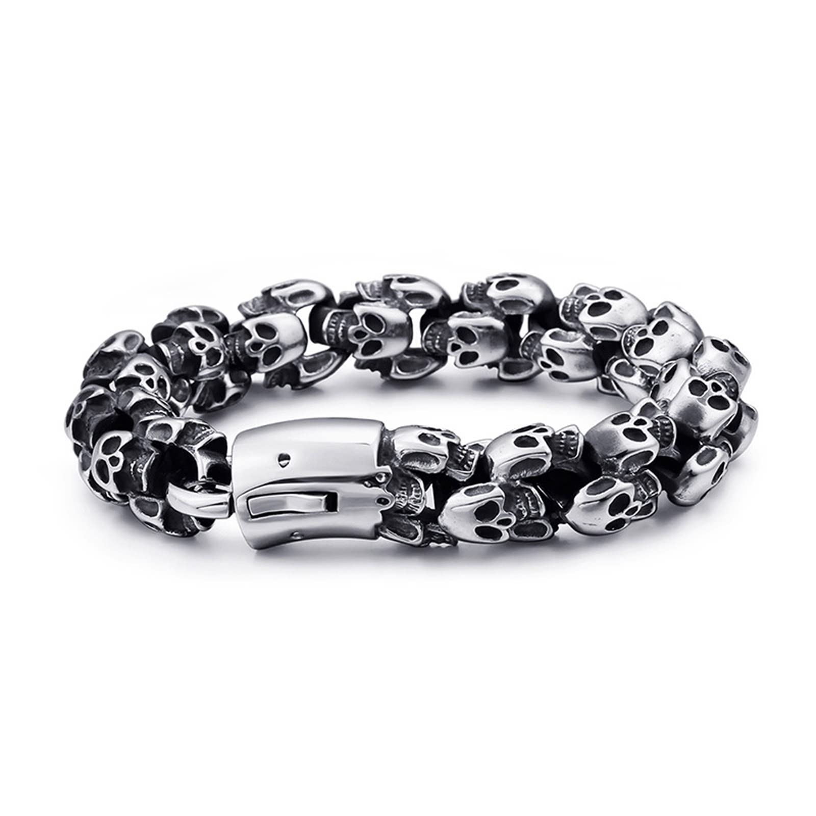 Herrenarmband in Edelstahl, Schädel Pärchen Armband Zeitloser Herrenschmuck