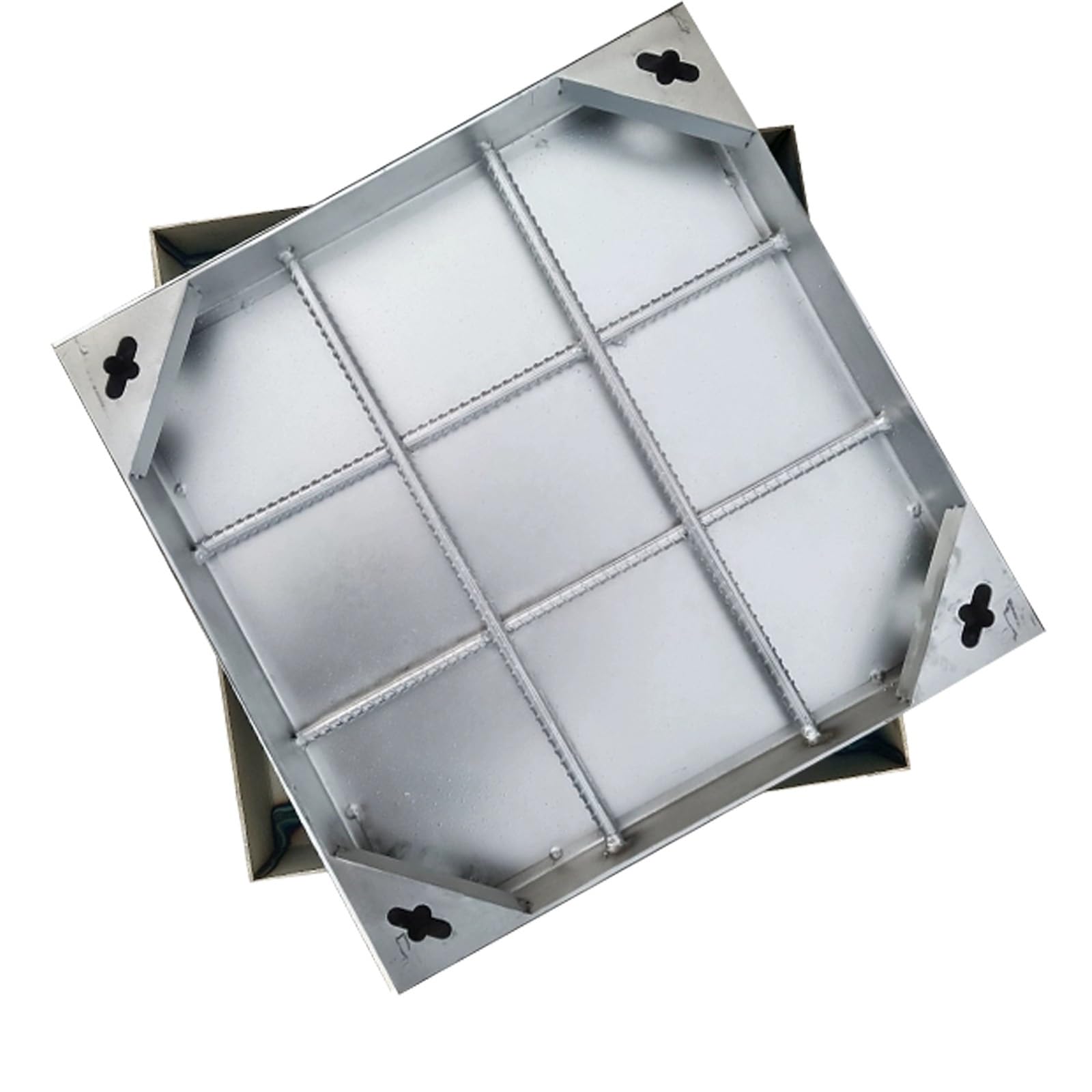 Tapa para Peatones Invisible con Marco, Cuadrada Arqueta Riego con Base, para Jardín, Pavimento y Muelles, Fabricada en Acero Inoxidable 304(60x60cm/23x23in)