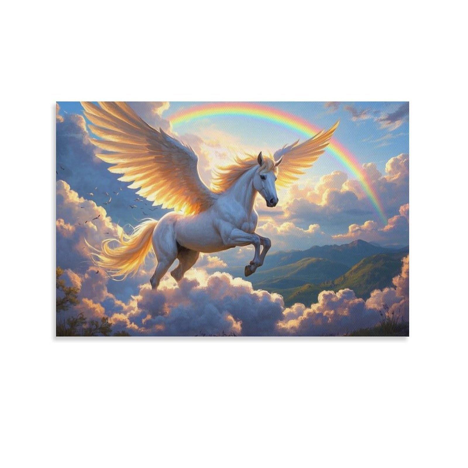 YYVKPMLXC Pegasus Wall Art Sky Landscape Canvas Giclee Artwork Painting Pictures Ready To Hang for Home Decor 12x18inch(30x45cm)