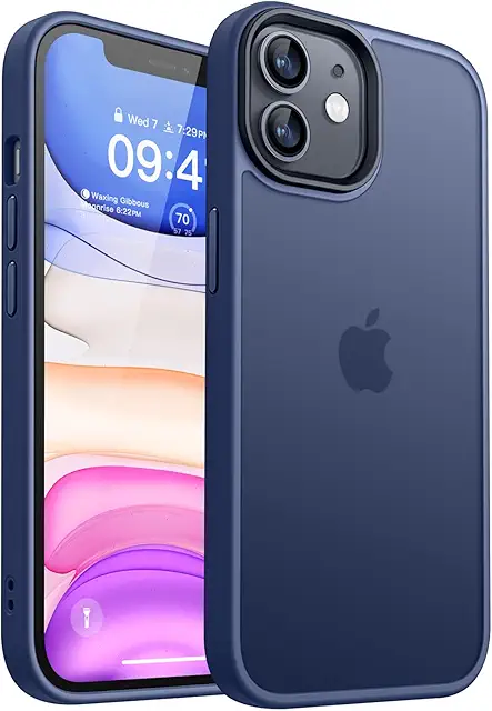 Coque iPhone 11 Mat Antichoc - Bords Carrés, Toucher Doux - Bleu Foncé