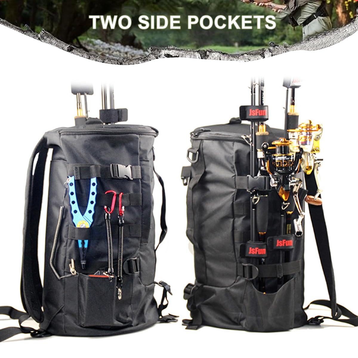 Mochila Pesca,Mochila de Pesca con Bolsillo Principal de Gran Capacidad y Múltiples Bolsillos de Almacenamiento,Mochilas Pesca Multifuncional para Pesca,Camping,Senderismo