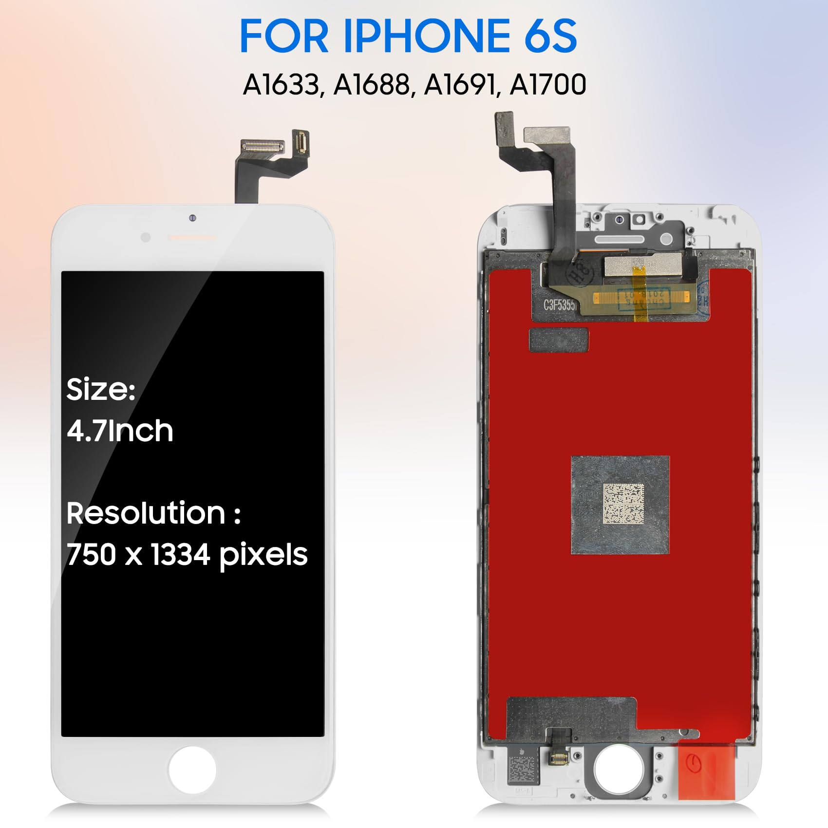 LADYSON Pantalla para iPhone 6S Pantalla 4.7" para iPhone 6S A1633 A1688 A1691 A1700 Pantalla LCD Display Touch Screen Digitizer Assembly Piezas de repuesto (Blanco)