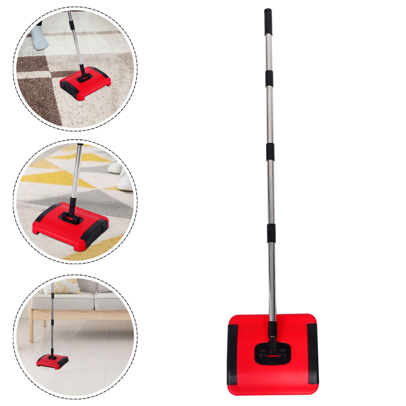 MAGICLULU Balai à Tapis Manuel Compact en Pp et Acier Inoxydable pour Nettoyage de Poussière et Débris, Balai de Nettoyage Réglable Multifonction pour Usage Domestique
