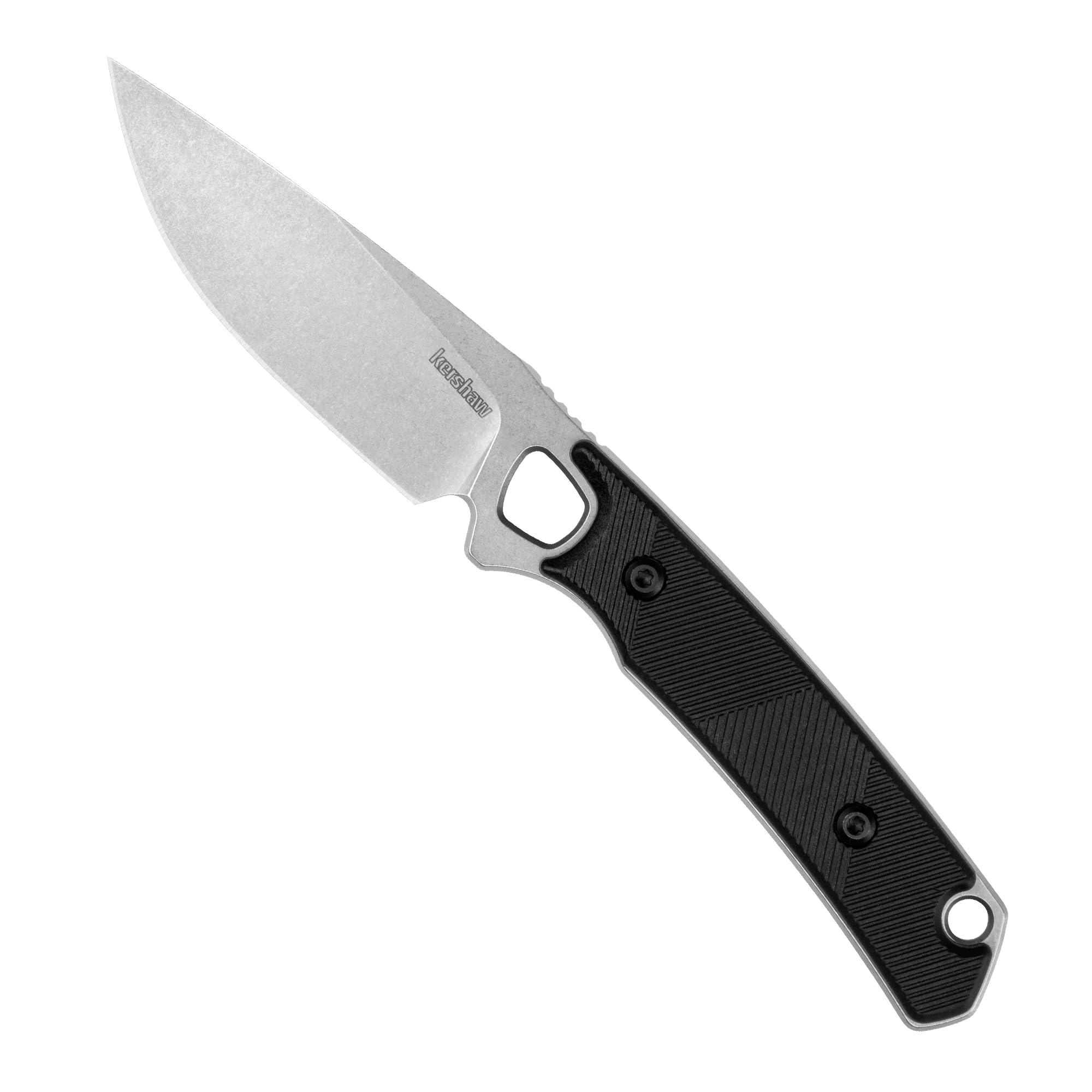 Steppe Fixed Blade Knife, Black and Gray Design, 3.55 Inch Steel Drop Point Blade, Full Tang Design, EDC, Nylon Sheath and Belt Clip, Everyday Carry Knife for Men and Women