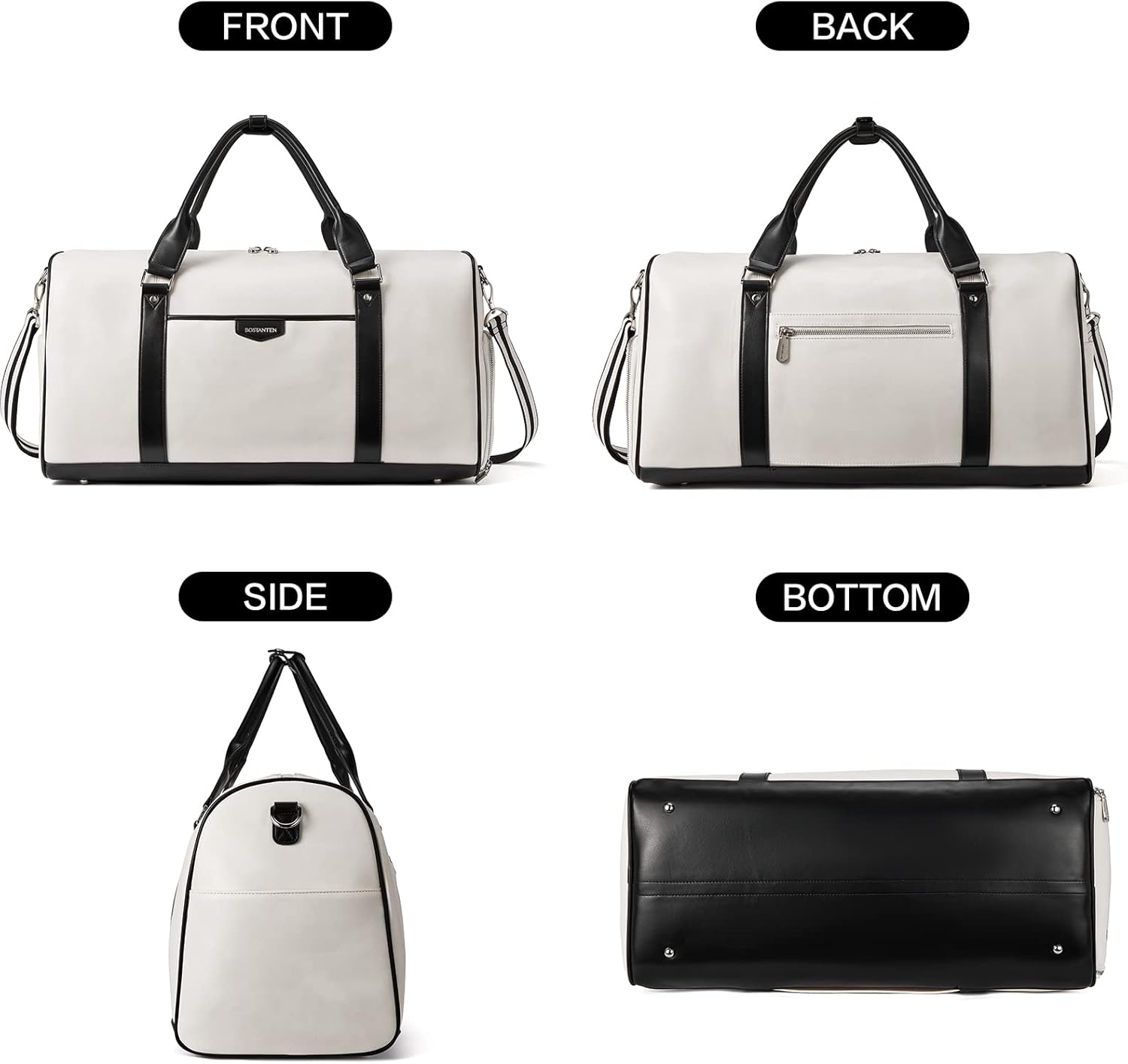 BOSTANTEN Weekender Bags for Women Leather Duffle Large Travel Bag Carry On Duffel with Shoe Compartment - Image 5