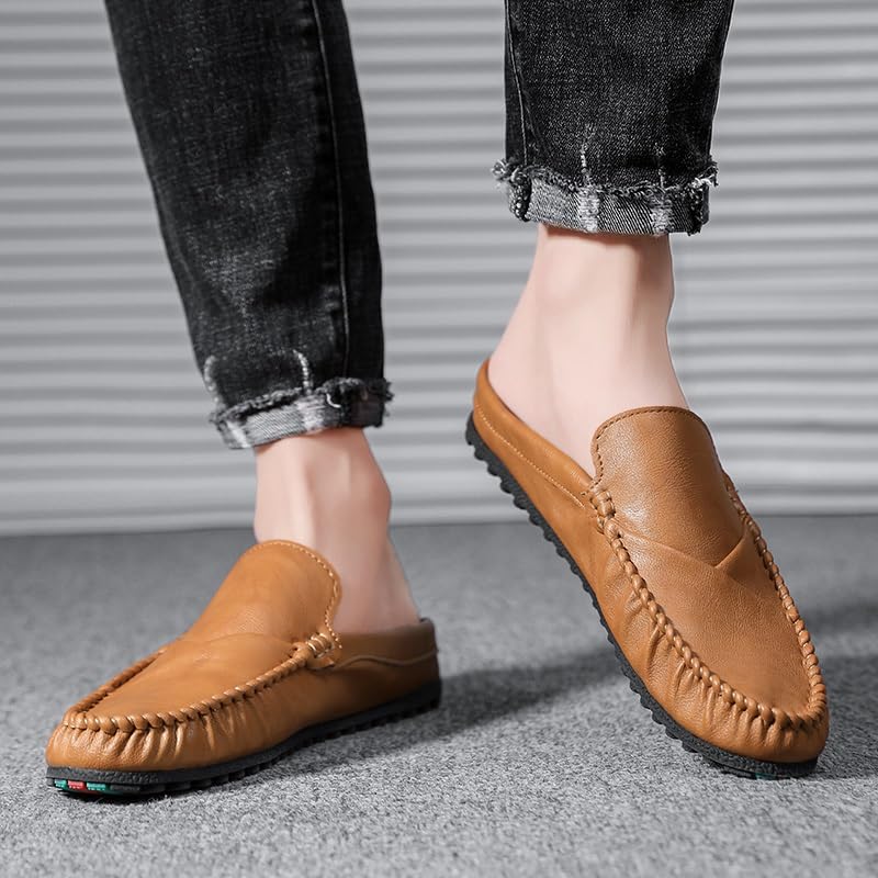 Mens Loafers Shoe Round Toe PU Leather Half Loafers Shoes Slip Resistant Comfortable Flexible Outdoor Slip-on3