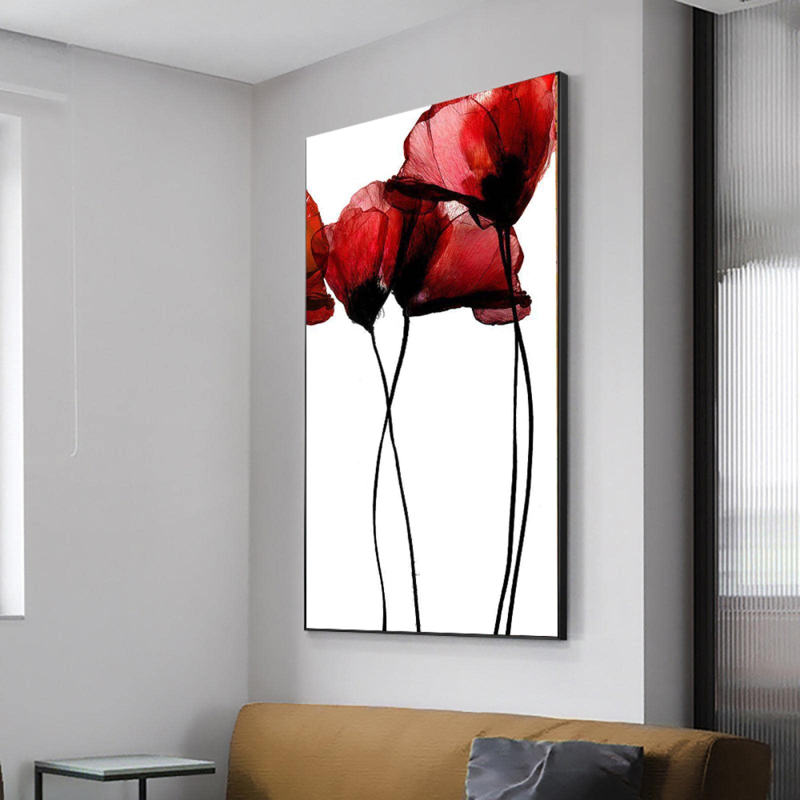 Galeria owinięta czerwony kwiat obrazy na płótnie kwiaty sztuka ścienna obraz na płótnie do salonu nowoczesny wystrój domu obraz ścienny 60 x 35 cm rama wewnętrzna