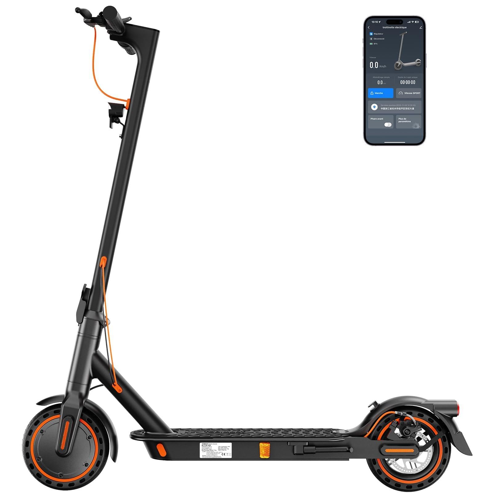 TODIMART E Scooter Roller mit Straßenzulassung mit APP, 30-35km Reichweite, 350/500W Motor, 8,5 Zoll Wabenreifen, Duales Bremssystem E Roller
