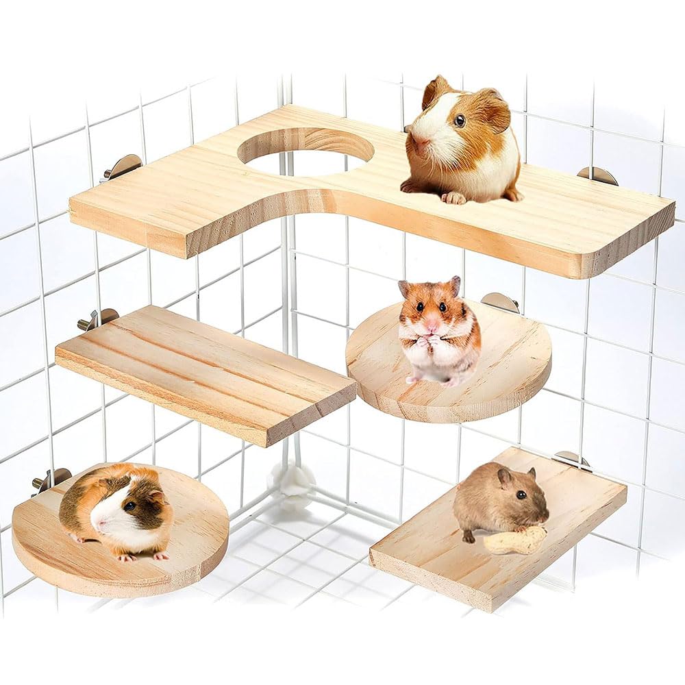 COOLBABY 5PCS Parrot Hamster Chinchilla Squirrel Springboard Step Set,Natural Wooden Pedal,Wooden Platform for Small Animal & Birds