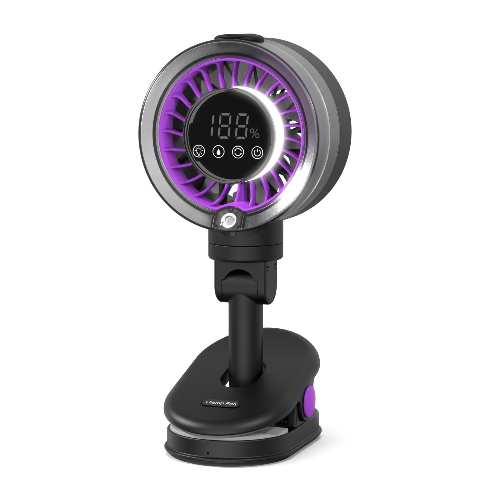 Ventilateur de bureau mural avec fonction de brumisation, ventilateur à clip rechargeable, texture pour refroidissement de petits espaces, fixation rechargeable