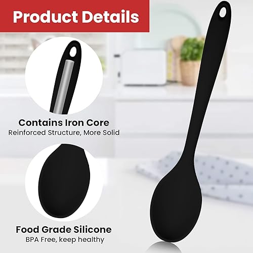 Miniatura 3 de Cuchara mezcladora de silicona Cuchara de cocina antiadherente para cocinar resistente al calor (rosa)