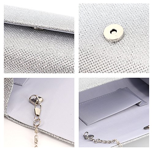 Naimo Flap Dazzling Small Clutch Bag Evening Bag With Detachable Chain - Image 6
