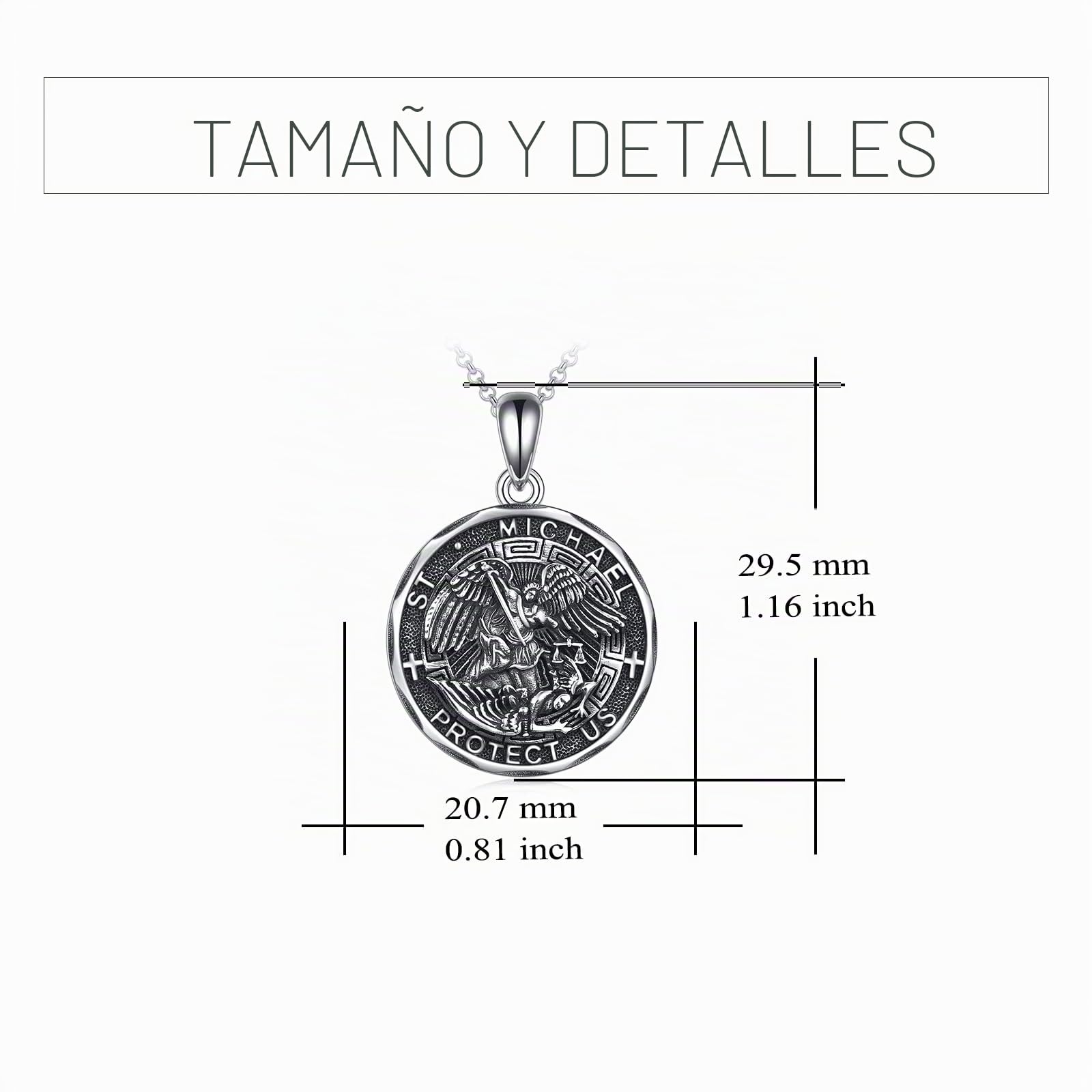 YFN - Collar religioso protector de plata de ley con colgante de San Michel/Christophe/Florian/Benedicto para mujer y hombre, Standard, Plata esterlina, No es una piedra preciosa