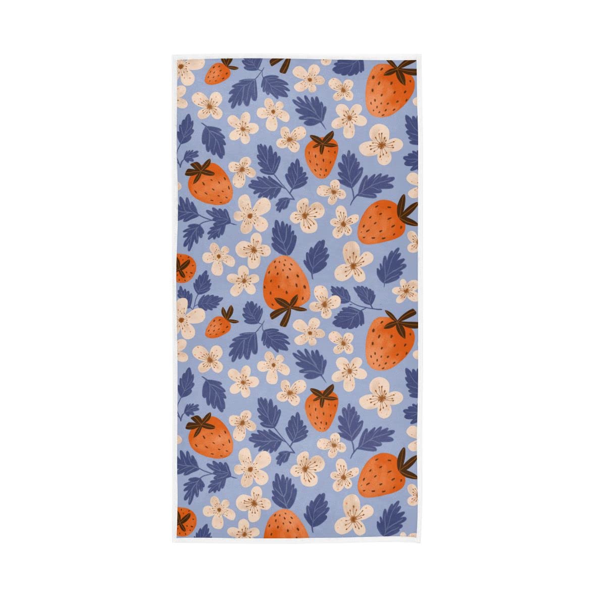LSRCPD Summer Floral and Strawberries Soft Bath Towel Large Hand Towels Multipurpose for Bathroom Hotel Gym Spa 30"x15"