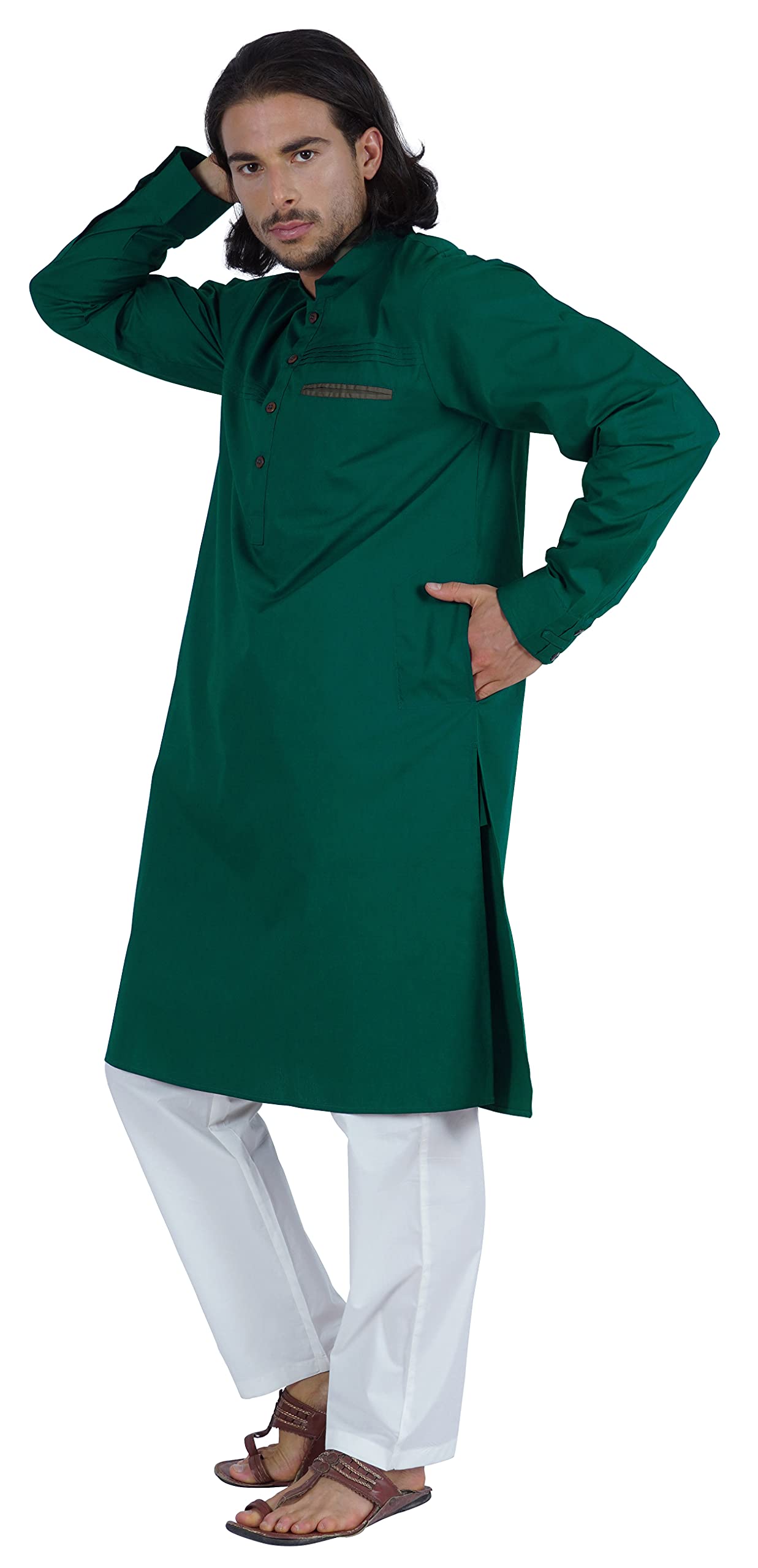 Atasi Herren Henley Welt Tasche Lange Kurta Feste Indische Ethnische Kleidung Für Männer