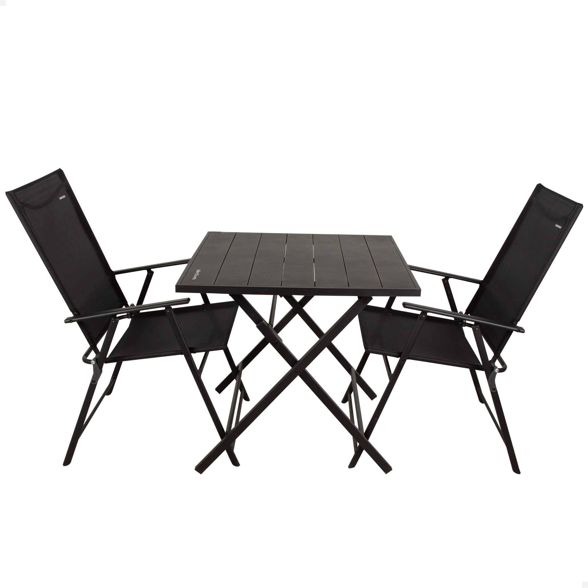Mobilier de jardin pliable en acier noir ensemble de table et chaises pour terrasse et balcon