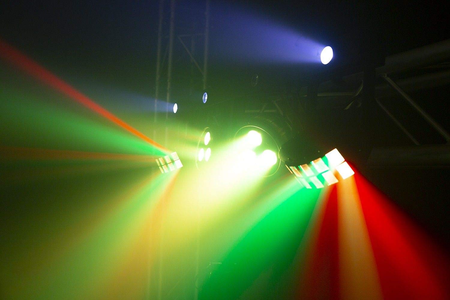 BeamZ Showbar FREE - Partybar Lichtanlage LED Bar DMX Disco Licht Party Lichter Discolicht Partylicht mit 2x PAR-Spots, 2x Derby-Lichteffekten und LED Strobo mit Fernbedienung und Tasche