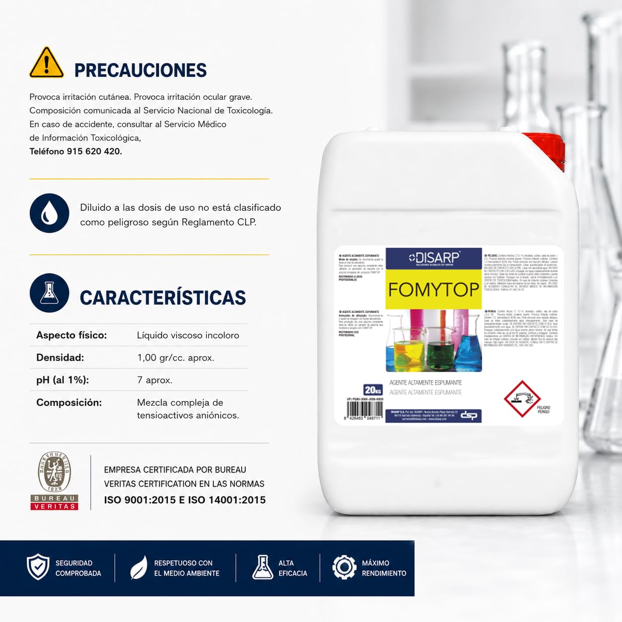 Disarp Global - Fomytop – Agente Altamente espumante para cañones de Espuma