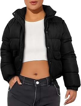 Xsylxgc Women's Winter Cropped Puffer Jacket Coat Short Warm