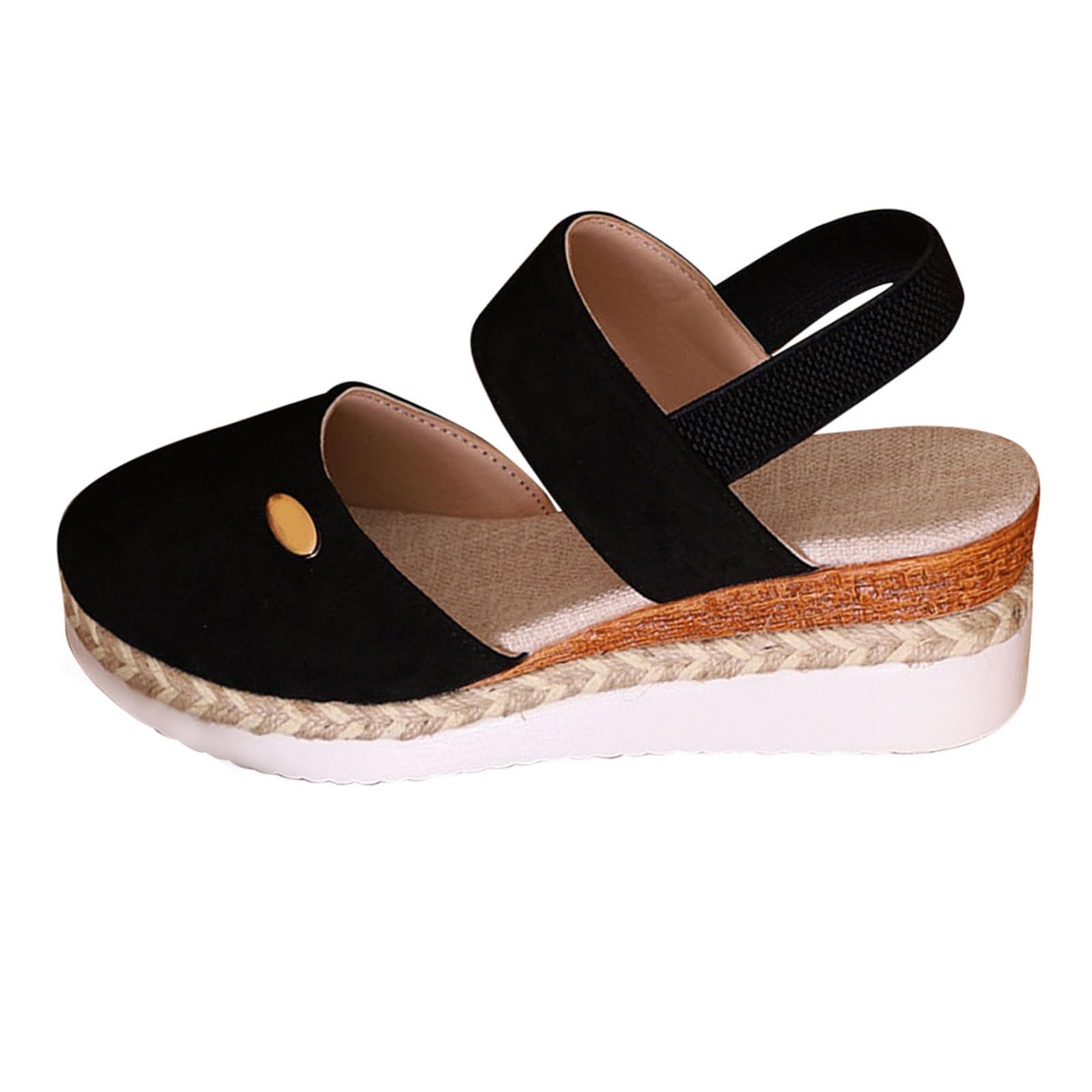 Sandali a punta chiusa da donna, vestibilità larga, sandali con zeppa da donna, comodi sandali con plateau Fabri, bocca di pesce, fondo spesso, lavorato a maglia, sandali all'uncinetto, abbigliamento