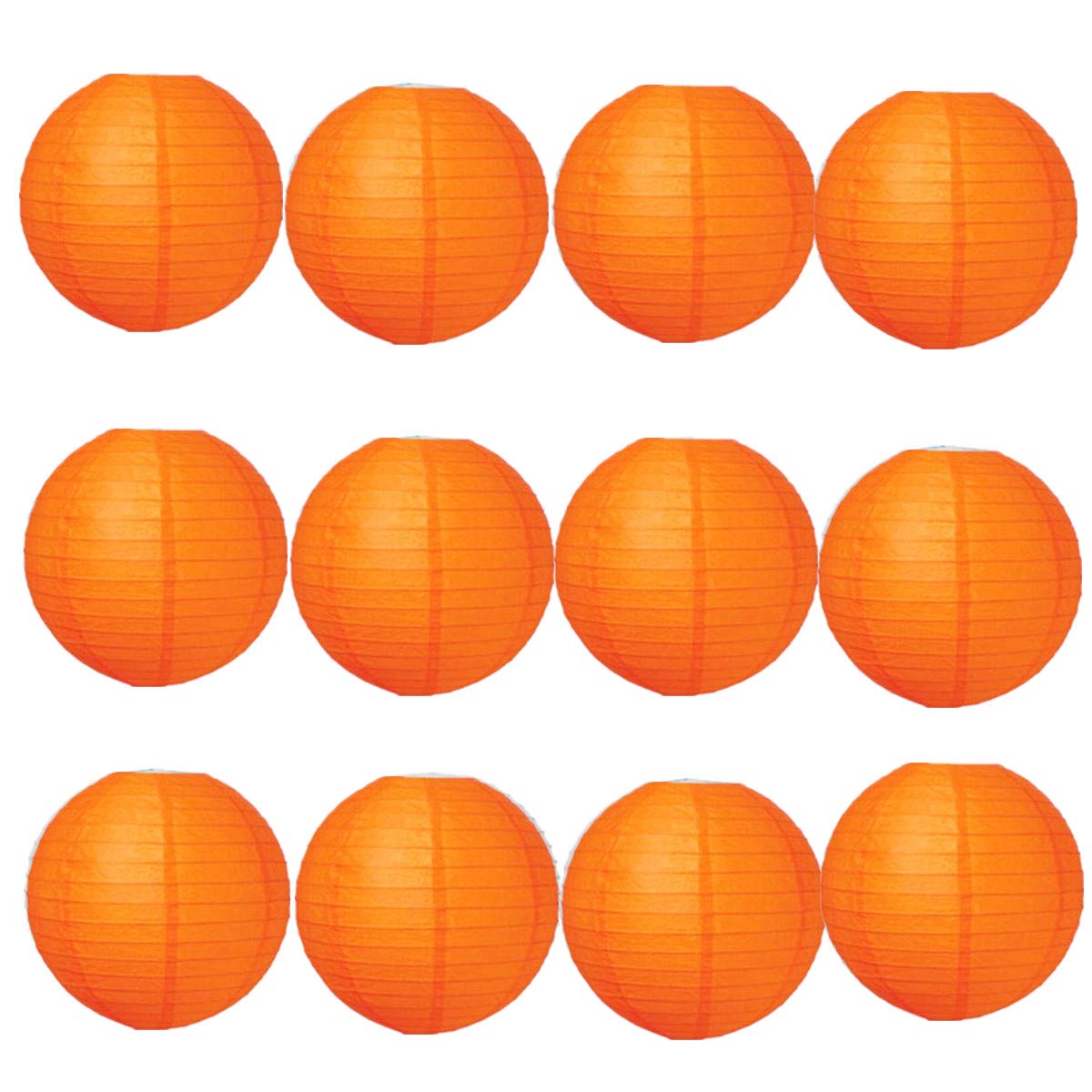 A Liittle Tree- 12 PCs Round Paper Lanterns Wedding Party Christmas New Year (Orange, 12")