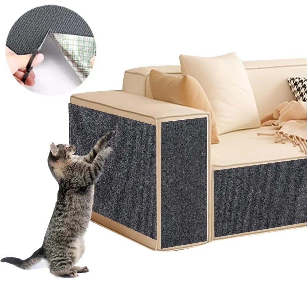 Protector Sofa Gatos Arañazo Estera autoadhesiva Multiusos, sofá antiarañazos for Gatos, se Puede Recortar, Tablero de Alfombra(Brown,40X200CM)