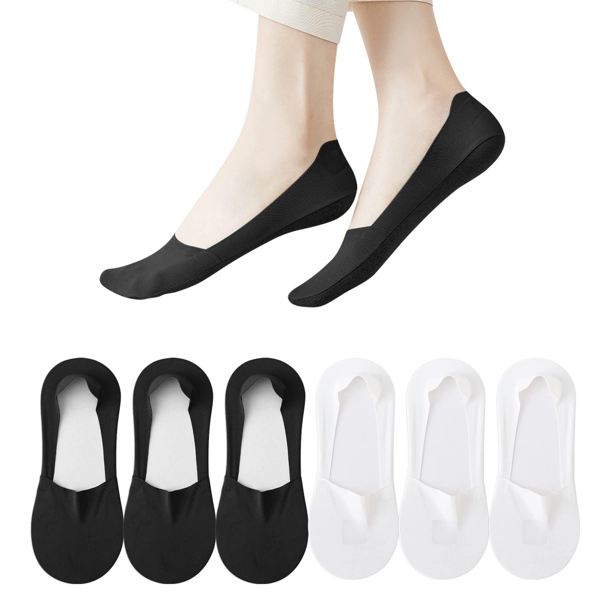 No Show Socks Womens 6 Pairs Hidden Invisible Low Cut Socks Non Slip Socks Womens Breathable Cool Thin Womens Socks