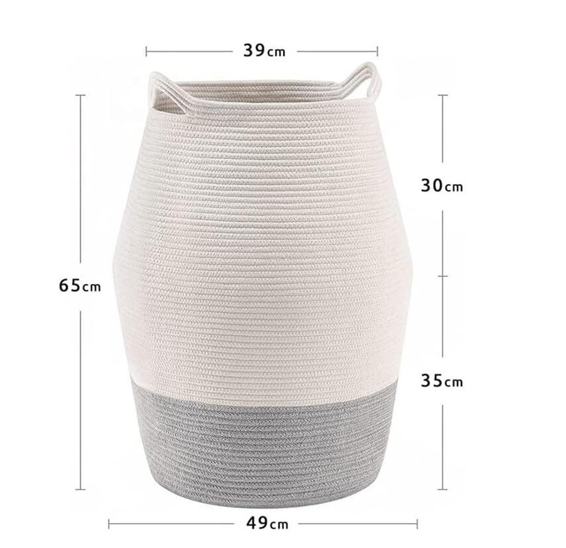 Cesto Ropa Sucia Cesta Tejida De Cuerda Algodón Manija Almacenamiento Ropa Sucia Lavandería Hamper(A)