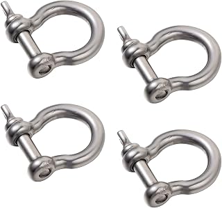 ULTECHNOVO Ceiling Hooks Heavy Duty 4pcs Stainless Steel Bow Shackle Screw Pin Anchor Shackle Hardware Rigging Outdoor Tools for Survival Rope Camping Bracelet Bow Buckle Shackles