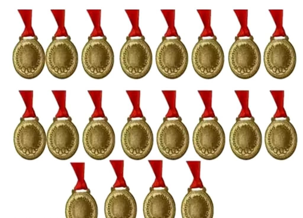 Gold Silver Bronze Winner Medals with Ribbon | Award Medals for Sports Day, School Competition, Tournaments & Events (Gold Pack of 20)-image-47