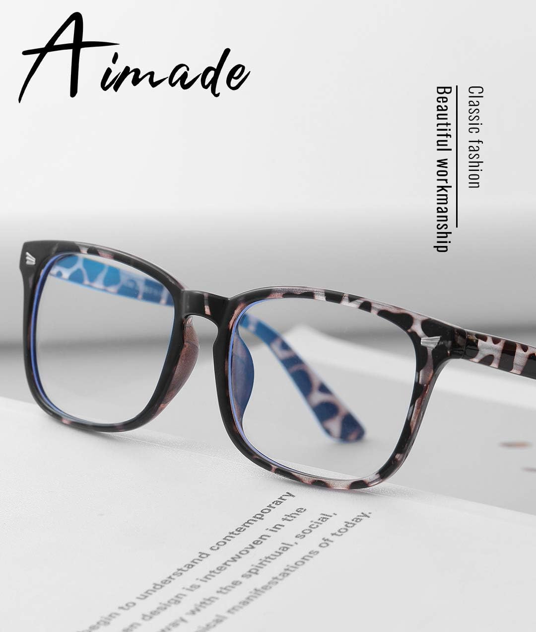 Reading Glasses Blue Light Blocking for women men- Square Nerd Eyeglasses Anti Blue Ray Blue Light Blocking Reading Glasses (Leopard, 0)