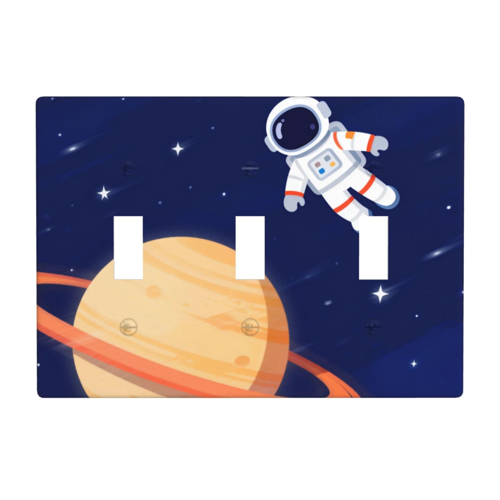 Astronaut 3 Gang Switch Plate Cover-Unbreakable Polycarbonate Wall Plate, Heat Resistant Toggle Switch Decor for Home