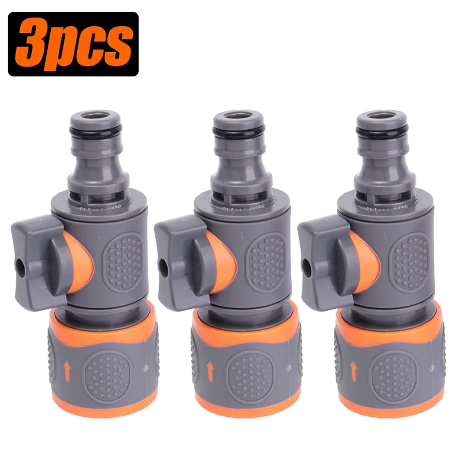 1/5 x ABS-Schnell-Wasseranschluss-Gartenschlauch-Adapter mit Absperrventil-Armaturen, Rohrreparatur, Bewässerungspistolen-Nippeladapter (3 Stück)