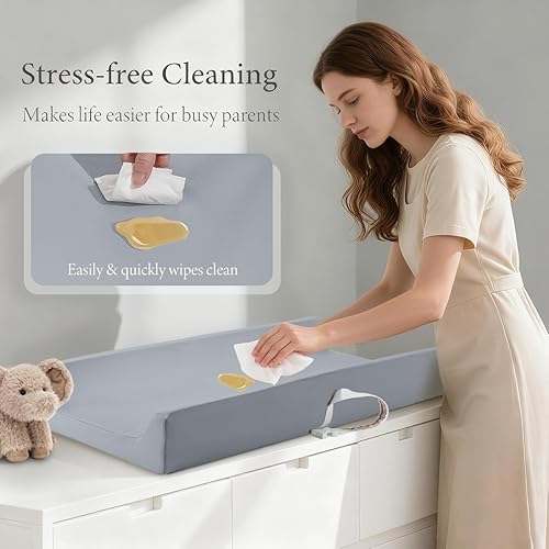 Miniatura 4 de Cambiador de pañales para bebé, PU comprimido, impermeable, portátil, lavable, para viajes, se adapta a aparadores y mesas (azul)