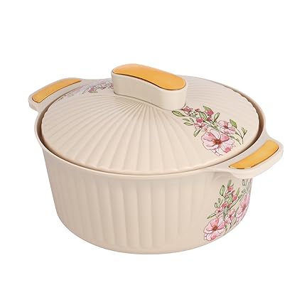 CELLO Sonet Insulated Inner Steel Casserole | Secure Locking Lid | Easy Grip lid to Open and Close | Perfect for Serving Soups, Stews, Curries, Roti | 1500ml, Beige