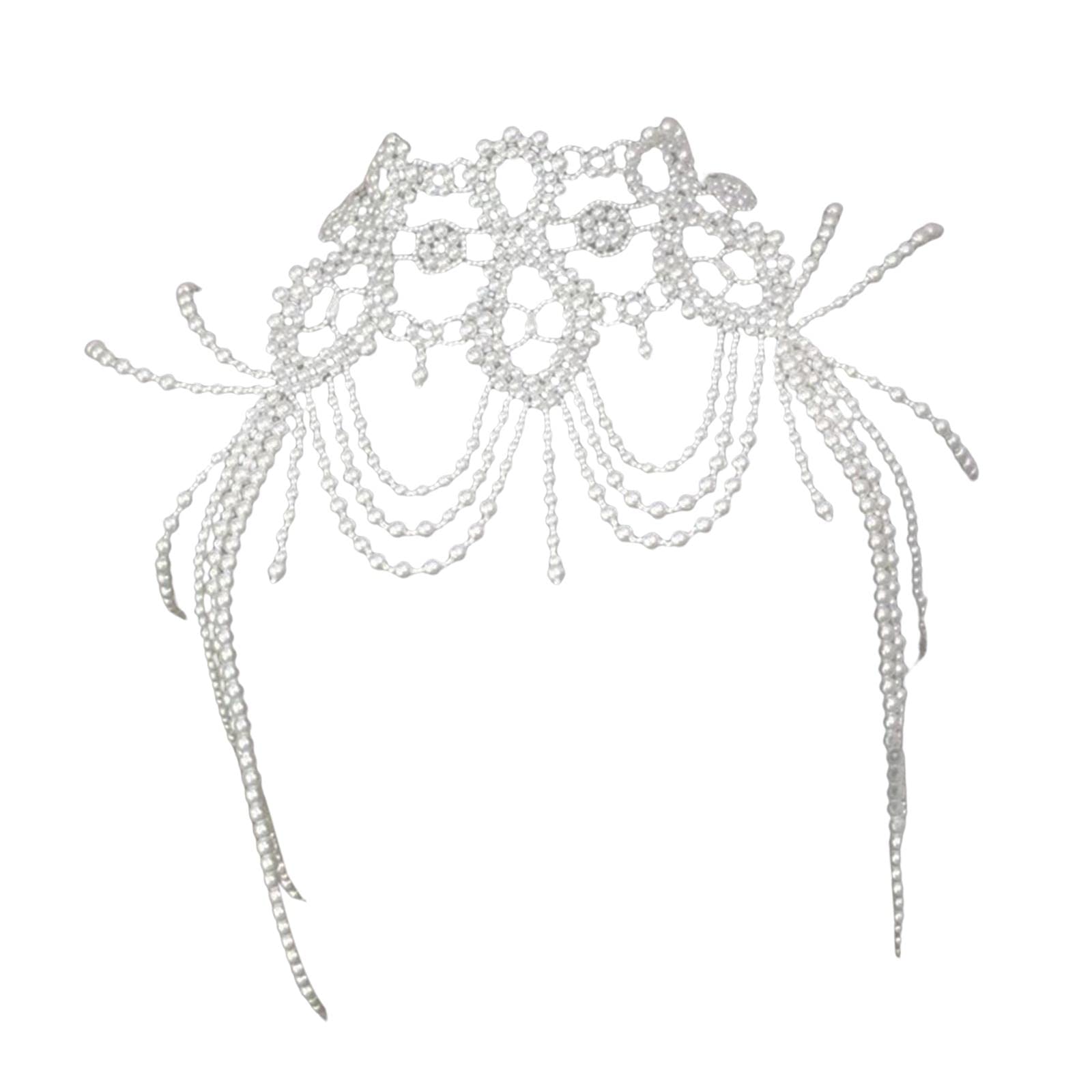 Schulterkette Rhinstein Perlen Choker Halskette Schmuck aus Kunstvoll Gefertigtem Kristall Und Perlen für Hochzeit Verlobung Casual Mode Schwimmbad