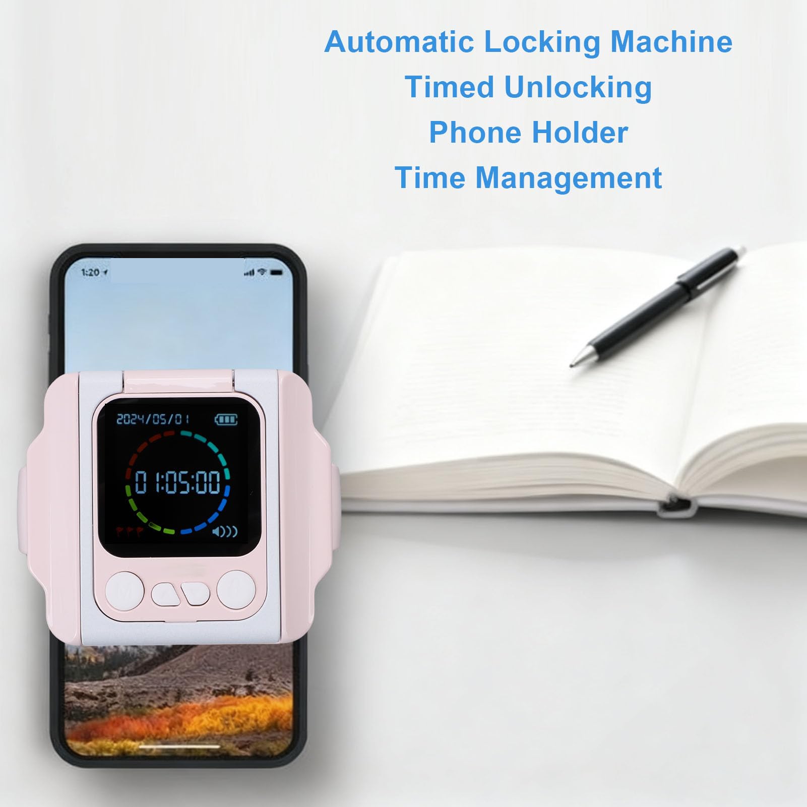Fockety Blokada Telefonu Komórkowego Blokada Telefonu Komórkowego Blokada Czasowa Smartfona Przenośne Urządzenie Samokontroli do Nauki i Pracy z Materiałem ABS i baterią 270 MAh (PINK)