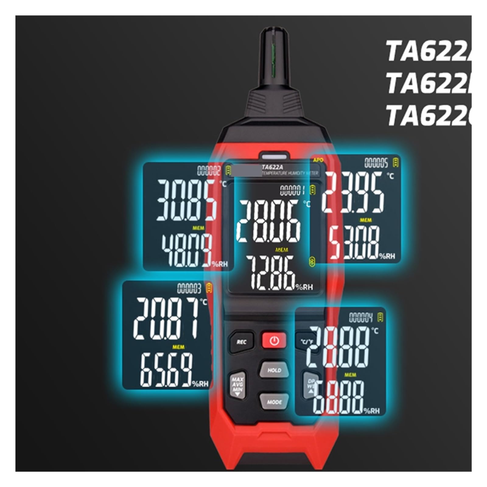 TA622C Hochpräzises Temperatur- und Feuchtigkeitsmessgerät, tragbares digitales Taupunktthermometer, Feuchttemperatur-Hygrometer,Präzisionsinstrument(TA622C)
