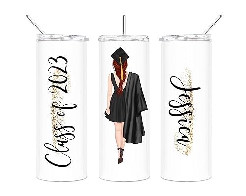 Personalized Graduation Tumbler with Straw and Lid, Custom Name 20oz. Stainless Steel Tumbler, Class of 2024 Graduation Gift for Seniors and College