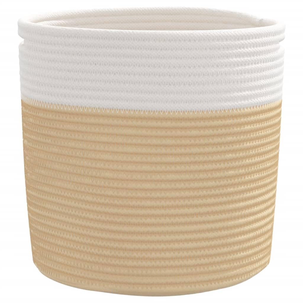 Aufbewahrungskorb Set 2 Stk. Beige und Weiß Ø28x28 cm Baumwolle, Dekokorb, Flechtkorb, Organizer, Spielzeugkorb, Dekoration für Wohnzimmer, Schlafzimmer, Regal und Schrank