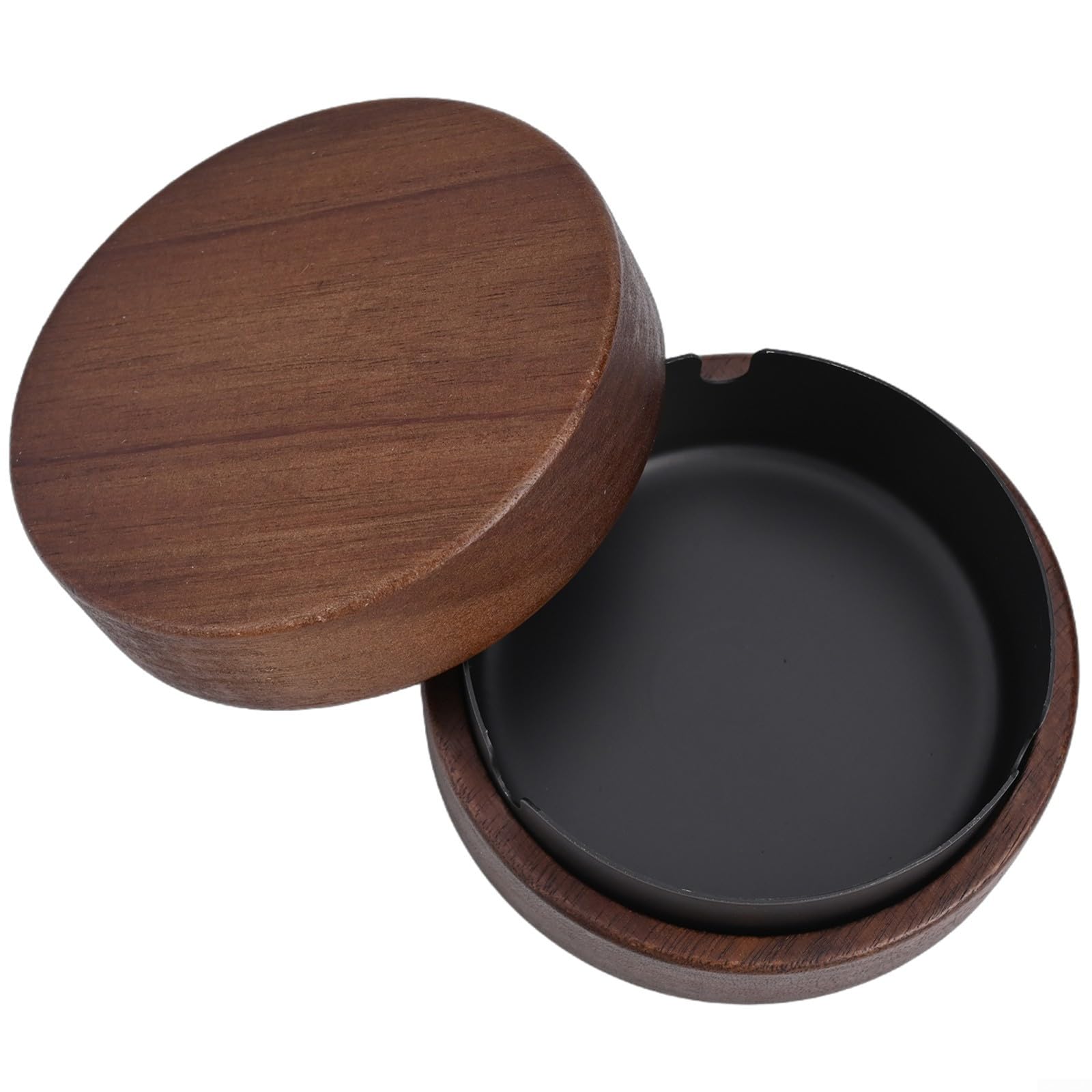 YJDOORPLAY Wooden with Lid and, Stainless Steel Liner,Windproof for Indoor, Outdoor Use to Clean Large Capacity Receptacle for Home Party(black)