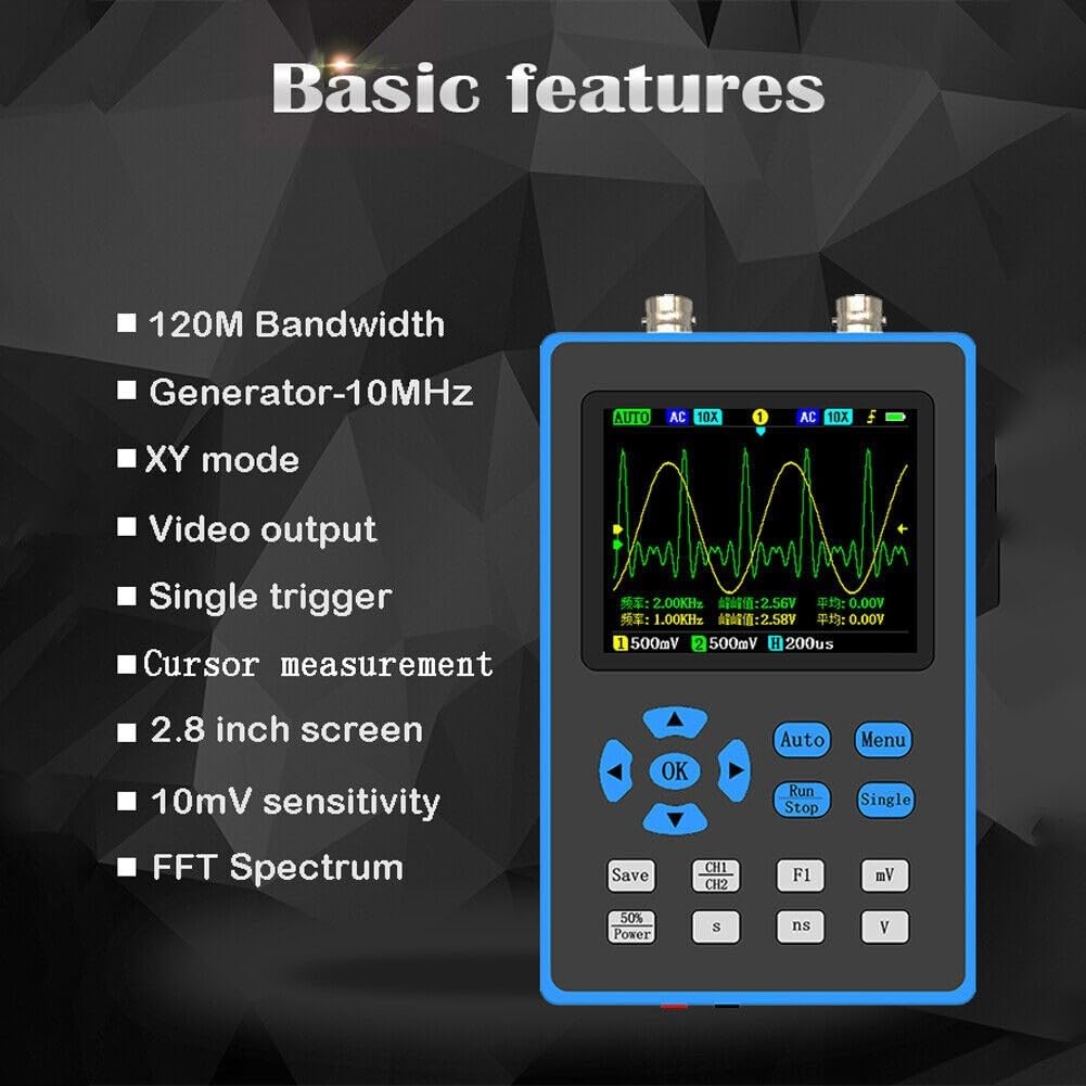 Digitales Oszilloskop, tragbares DSO2512G 120M Bandbreite Dual Channel Oszilloskop + FPGA + ADC