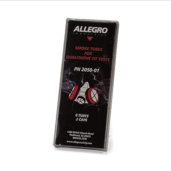 Allegro 2050-01 | Replacement Smoke Tubes for Qualitative Fit Testing | 6 Tubes with Caps | for Use with Allegro 2050 Smoke Test Kit | OSHA-Compliant Respirator Fit Test Refills